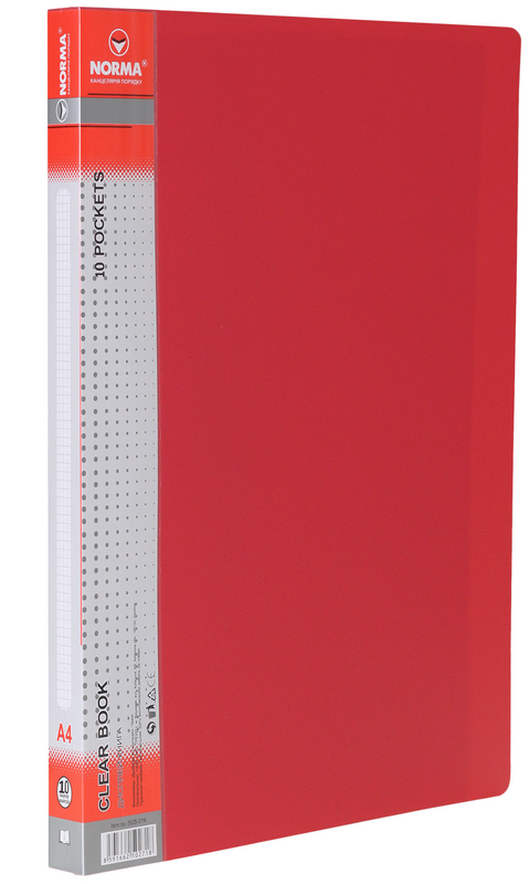 Папка з файлами NORMA (5025-01N), PP, А4, червона, 600/25 мкм, 10 файлів